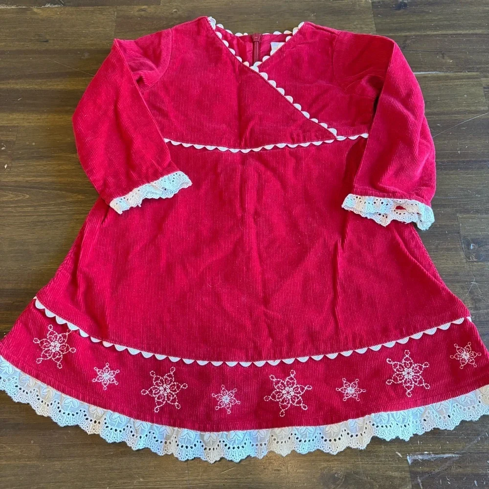 Hanna Andersson Holiday Winter Dress Red Christmas Lace Embroidery 18-24M 80